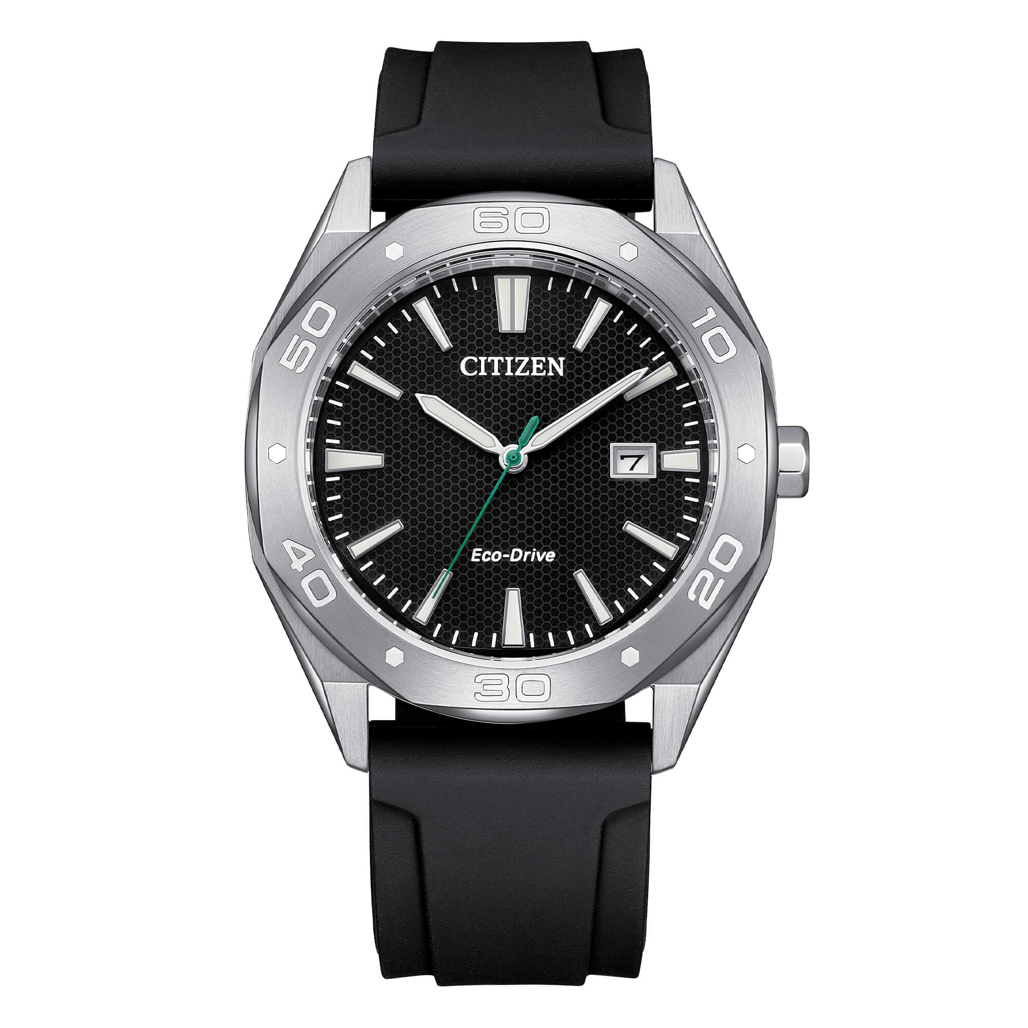 Orologio Uomo Citizen Nero Eco-Drive Solo Tempo Acciaio Gomma Data BM7631-01E